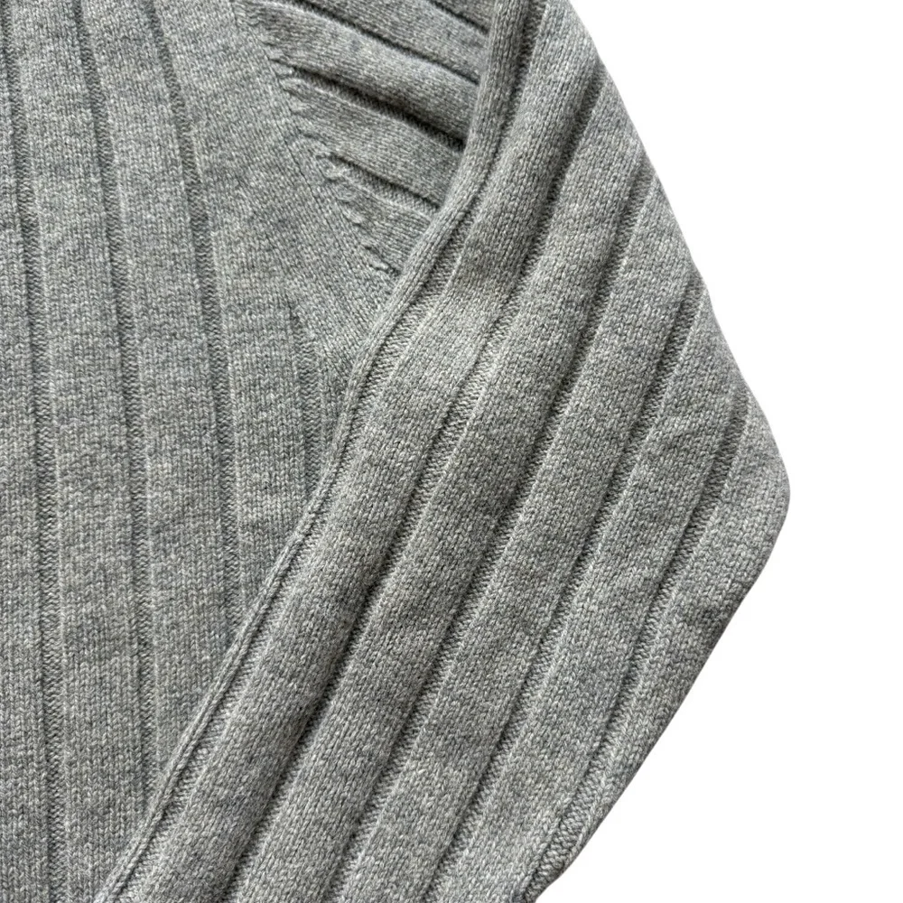 VTG Y2K GAP 100% Lambswool Quarter Zip Sweater XXL Gray Rib Knit Winter Classic
